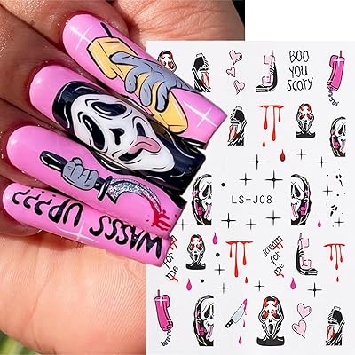 Autocollants 3d pour nail art, yeux maléfiques, fantôme, serpent, lune, cri de sorcière