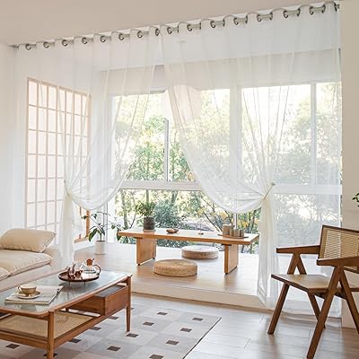 Rideaux transparents 2 pièces pour salon (dot w, l200 x l270 cm)