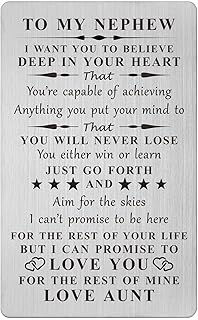 Cadeau pour neveu de la part d'une tante, carte portefeuille inspirante pour neveu