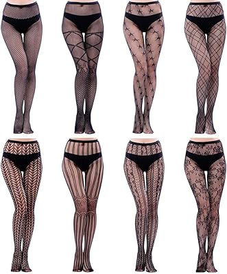 Hoveox 8 paires de chaussettes en dentelle, chaussettes en maille florale en dentelle