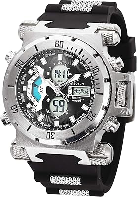 Montres de sport pour hommes, montre militaire multifonction, grand cadran, chronomètre numérique étanche