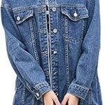 Veste en jean mi-longue kipabo pour femme, veste en jean de camionneur surdimensionnée