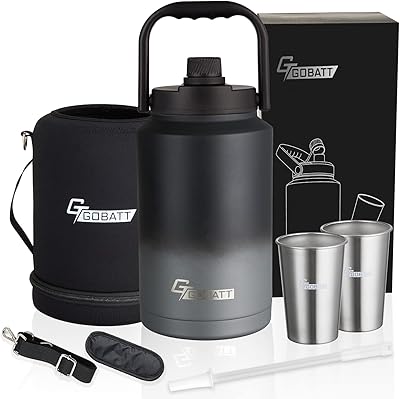 Gobatt 128oz bouteille d'eau isotherme à double paroi en acier inoxydable, grand thermos pour boissons chaudes et froides, carafe avec poignée pour le sport, l'extérieur, la salle de sport, la randonnée. La boutique en ligne DIAYTAR COTE D'IVOIRE est une plateforme de commerce électronique qui permet aux clients de faire leurs achats en ligne en toute sécurité. Avec plus de 300 000 références disponibles, les clients peuvent trouver tout ce dont ils ont besoin.