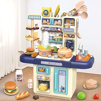 Ensemble de jeu de cuisine avec vapeur et lumière réalistes, jouets alimentaires