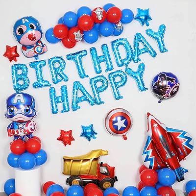Kit de décorations de fête d'anniversaire de super-héros - ballons spiderman et captain