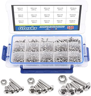 Glarex kit assorti 510 pièces m3 m4 m5 304 boulons à tête creuse