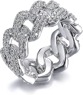 Bague à maillons cubains apzzic de 13 mm plaquée or scintillante à 2