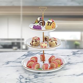 Assiette ronde à 3 niveaux en porcelaine tendre de 7/9/11 pouces avec support et étiquette dorés, plateau de service à plusieurs niveaux pour présenter les aliments, les apéritifs et les desserts, ensemble d'assiettes de service de fête, or, blanc/or, dy178-dg. En Côte d'Ivoire, DIAYTAR COTE D'IVOIRE est la boutique en ligne qui compte avec plus de 300 000 références. Cette plateforme proposant tout type de produits, des cosmétiques aux produits culturels, est votre destination idéale pour tous vos besoins. Avec DIAYTAR COTE D'IVOIRE, achetez en toute confiance et sécurité.