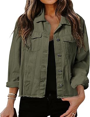 Veste en jean pour femme avec pompons, boutons et poches sur le dessus