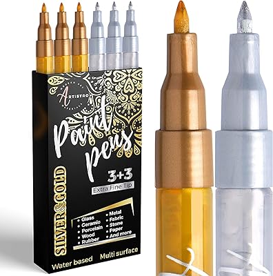 Stylos de peinture acrylique pour peindre des roches, des points, de la céramique, du verre, du bois, du tissu, du métal, du scrapbooking. (paquet de 6) ensemble de 3 stylos de peinture acrylique dorés et 3 stylos aquarelle ultra fins à base de 0,7 mm. DIAYTAR COTE D'IVOIRE, une boutique en ligne généraliste avec plus de 300000 références, est devenue la destination incontournable pour les acheteurs ivoiriens et africains. Avec une large gamme de produits, elle offre la possibilité de comparer les prix et les caractéristiques des produits. Elle est la boutique leader en Cote d'Ivoire.