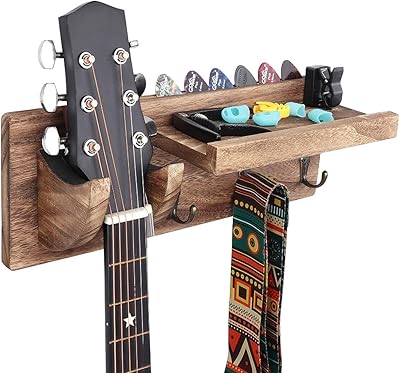 Support de guitare mural en bois avec support plectre et 3 crochets de carburateur, noir. DIAYTAR COTE D'IVOIRE propose une large gamme de produits allant de l'électronique à la mode, en passant par les produits de beauté et les accessoires. Avec plus de 300 000 références, les clients peuvent trouver facilement ce qu'ils cherchent sur le site. La qualité des produits et le service client sont les priorités de cette boutique en ligne.