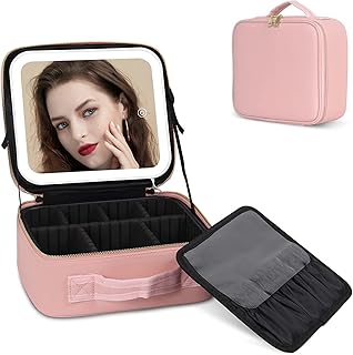 Trousse de maquillage de voyage avec miroir led, trousse de maquillage de voyage