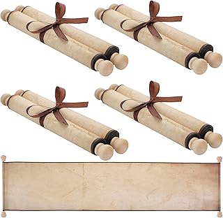 4 pièces de papier parchemin vierge de 7,28 x 33,5" avec mandrins en bois enveloppés sur une tige en bois, papier parchemin vierge longue durée pour l'écriture, le dessin et la calligraphie. DIAYTAR COTE D'IVOIRE, c'est plus de 300000 références à portée de clic. Nous sommes fiers de notre position de leader en Côte d'Ivoire, ce qui nous pousse à innover constamment et à améliorer notre offre pour répondre aux besoins changeants de nos clients. Nous nous efforçons de vous offrir une expérience d'achat en ligne unique et satisfaisante.