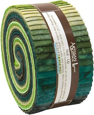 Robert kaufman artisan batiks prisma dyes rainforest green jelly roll up boot, 40