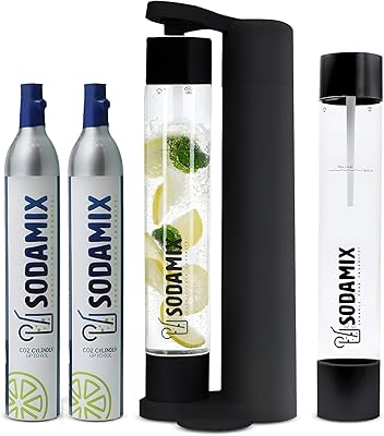 Machine à eau pétillante sodamix, carbonate toutes sortes de boissons, sans batterie, machine à soda portable, 2 bouteilles de carbonatation sans bpa, 2 cylindres en aluminium pleins de co2. (pack familial noir). Grâce à sa présence en ligne, DIAYTAR COTE D'IVOIRE est en mesure de toucher un large public, allant au-delà des frontières géographiques traditionnelles. Elle offre ainsi une opportunité unique aux consommateurs ivoiriens de découvrir des produits du monde entier. L'innovation et l'adaptabilité sont au cœur de son approche.