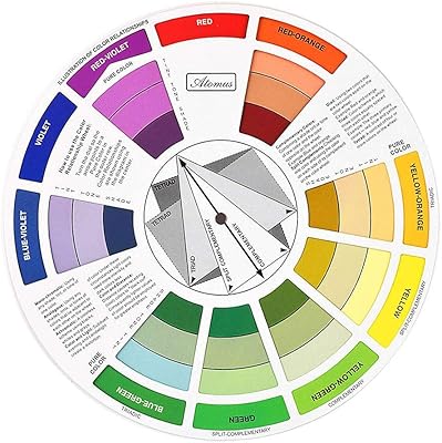 Womdee tableau de roue chromatique, roue chromatique créative de 12 couleurs, guides
