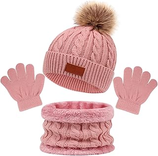 Bigthree ensemble bonnet écharpe et gants pour bébé thermique épaisse et moelleuse au