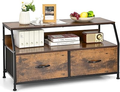 Meuble tv medimall pour téléviseur jusqu'à 43" table console multimédia classique avec tiroirs