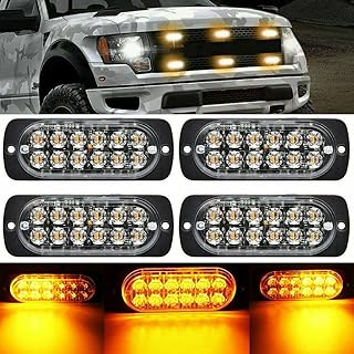 Icam 4 pièces de 12 lumières led ambrées clignotantes pour signal d'avertissement clignotant