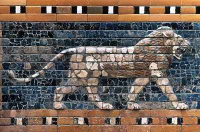 Affiche d'un lion de babylone lion nglazed de la voie pratique de babylone