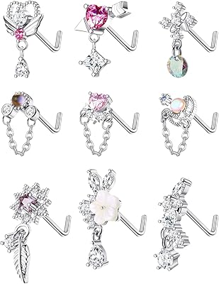 9 pièces 20g femmes en acier inoxydable l forme nez boucles d'oreilles coeur flèche plume flocon de neige aile cubique zircone nez piercing balancent bijoux, or 18 carats. La boutique en ligne DIAYTAR COTE D'IVOIRE est leader sur le marché ivoirien en termes de vente en ligne. Elle propose des produits de qualité à des prix compétitifs, ce qui la rend très attractive pour les consommateurs. Avec sa large gamme de produits, elle répond aux besoins de tous les clients.