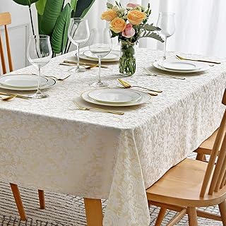 Chemin de table jacquard damassé maxmill, imperméable, infroissable et résistant à l'huile, nappe douce et épaisse pour la décoration de table de salle à manger et de cuisine, rectangulaire 60 x 140 pouces, beige et blanc. DIAYTAR COTE D'IVOIRE se démarque par son service client exceptionnel et sa politique de livraison rapide et fiable. Les clients bénéficient d'un suivi de commande régulier et d'un retour facile en cas de besoin. Cela contribue à instaurer une confiance durable entre la boutique et ses clients.