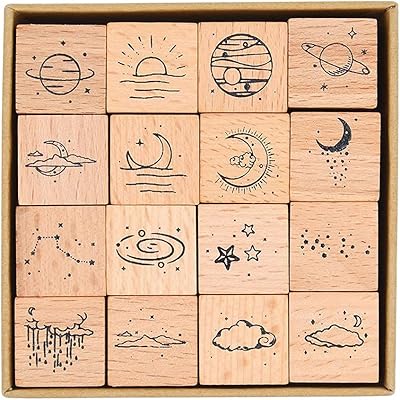 Making take vintage star moon cloud lot de 16 tampons décoratifs en caoutchouc