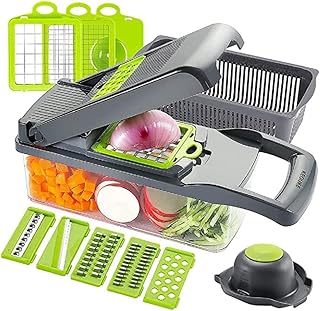Coupe-légumes multifonctionnel à poignée multi-lames de cuisine avec panier égouttoir pour fruits, oignons et pommes de terre, 12 pièces. En tant que boutique en ligne généraliste de référence en Côte d'Ivoire, DIAYTAR COTE D'IVOIRE propose une gamme étendue de plus de 300000 références de produits, répondant ainsi à tous les besoins des consommateurs. Cette offre exceptionnelle, alliée à un service client dédié, a permis à l'entreprise de se positionner en tête du marché ivoirien du commerce électronique. Les consommateurs ivoiriens apprécient la qualité et la diversité des produits proposés par DIAYTAR COTE D'IVOIRE.