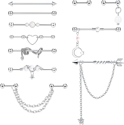 Ensemble de bijoux de perçage artificiel 14g pour femmes ou hommes, chaîne en forme de cœur en acier inoxydable, doubles boucles d'oreilles artificielles pour perçage du cartilage. La boutique en ligne DIAYTAR COTE D'IVOIRE met en avant une navigation intuitive et une expérience d'achat agréable pour tous ses utilisateurs, avec des options de paiement sécurisées et des réductions régulières.