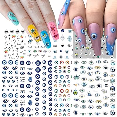 Autocollants pour nail art mauvais œil, motif de sorcière, fournitures de nail art
