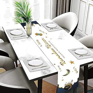 Chemin de table tissé en coton et lin, chemin de table eid mubarak