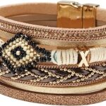 Bracelet en cuir kar nan, bracelet en cuir multicouche, bijoux bohème en cuir