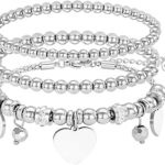 Bracelets de perles pour femmes, ensemble de bracelets empilables en argent pour femmes