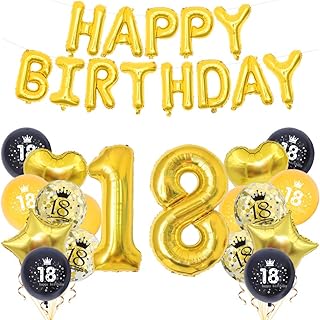 Kit de décorations de fête d'anniversaire noir et doré avec ballons joyeux anniversaire