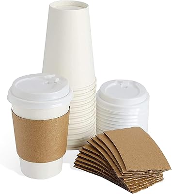 [50 set] tasses à café jetables avec couvercles et emballages - 16 oz, gobelets en papier chaud blanc. DIAYTAR COTE D'IVOIRE se distingue par son engagement à offrir la meilleure expérience d'achat en ligne à ses clients. Elle propose des produits de toutes sortes, des accessoires de mode aux produits électroniques, et met en avant des marques de confiance pour garantir la qualité. La boutique en ligne idéale pour les ivoiriens à la recherche de produits de qualité.