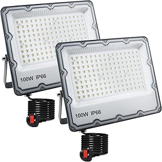 Élégant éclairage extérieur led 100 w, projecteurs extérieurs avec prise pour terrasse, aire