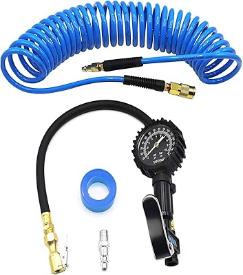 Kit de tuyau d'air yuto avec jauge de gonflage de pneu, connecteur 1/4"