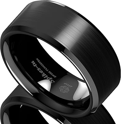 Bague classique en carbure de tungstène poli noir de 8 mm pour hommes