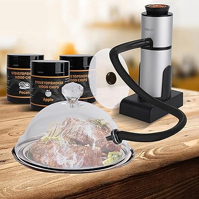 Pistolet à cocktail portable avec trois bouteilles de copeaux de bois et accessoires