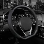 Couvre-volant, protecteur de volant de voiture en cuir de luxe, conception en fibre