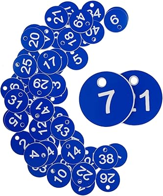 Étiquettes d'identification en plastique gravées sans porte-clés pour casier, dortoir, hôtel, bar, restaurant, club, numéros de table (1-50, bleu). DIAYTAR COTE D'IVOIRE est une boutique en ligne qui se distingue par sa variété de produits et son service client personnalisé. Les clients peuvent choisir parmi plus de 300000 références, y compris des produits de marques locales et internationales. DIAYTAR COTE D'IVOIRE se concentre sur la satisfaction de ses clients, ce qui se reflète dans ses évaluations positives et son taux de fidélisation élevé.
