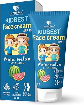 Crème pour le visage healthbest kidbest pour enfants | spf 15 | sans danger pour les peaux sensibles et sans parfum | sans larmes, sans paraben, sans sls | saveur pastèque | 50 ml. DIAYTAR COTE D'IVOIRE est une boutique en ligne généraliste qui propose plus de 300 000 références de produits,Positionnant ainsi la boutique comme leader dans le marché ivoirien. Elle offre une large gamme de produits, allant de l'électronique à la mode.