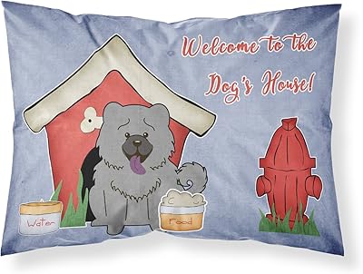 Carolines treasures dog house collection chow taie d'oreiller standard en tissu bleu bb2893pillowcase