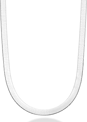 Collier à chaîne plate ondulée en argent sterling italien massif 925 de 7