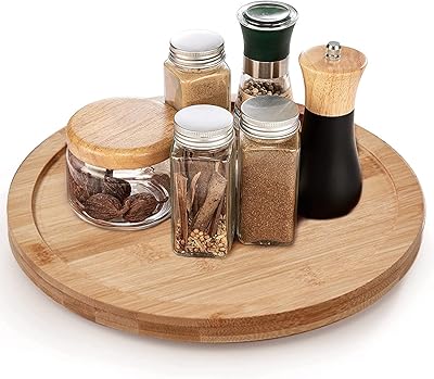 Ocuzz® lazy susan présentoir rotatif de cuisine en bois d'acacia, plateau en bois