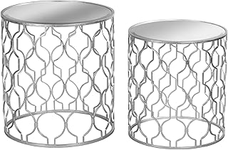 Hill 1975 ensemble de deux tables d'appoint arabesques avec miroir en feuille d'argent, métal, une. DIAYTAR COTE D'IVOIRE est une plateforme e-commerce dynamique qui se distingue par sa large sélection de produits et son engagement en faveur de la satisfaction client. La boutique en ligne met régulièrement à jour ses collections pour refléter les dernières tendances et offrir aux clients les produits les plus récents et les plus demandés. Cela permet aux clients de rester à la pointe de la mode et de la technologie.