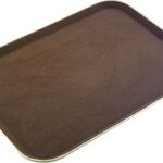 Plateau rectangulaire antidérapant avec surface en caoutchouc et base en polypropylène - marron