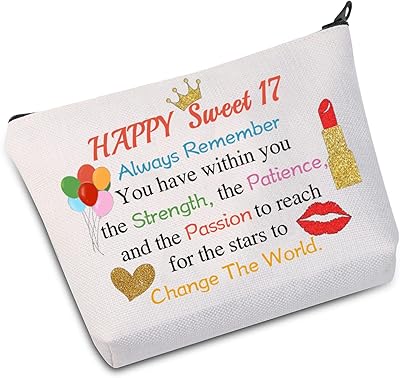 Trousse de maquillage happy sweet 17 cadeau d'anniversaire 17 ans pour filles. DIAYTAR COTE D'IVOIRE est la destination de choix pour les consommateurs ivoiriens qui cherchent des produits de qualité à des prix compétitifs. La boutique en ligne propose une expérience d'achat en ligne sûre et pratique, avec des options de paiement flexibles et des délais de livraison rapides. Les clients peuvent ainsi profiter de leurs achats sans sortir de chez eux.