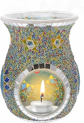 Chauffe-huiles essentielles, bougeoir en cire, diffuseur en verre mosaïque coloré d'aromathérapie, brûleur