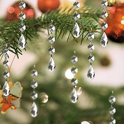 Décoration d'arbre de noël en cristal, 30 pièces de cristaux acryliques transparents suspendus
